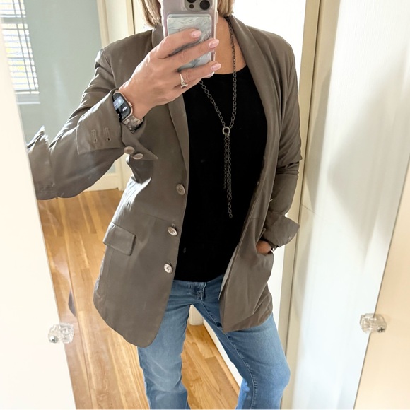 Emporio Armani Jackets & Blazers - Emporio Armani Taupe Lamb Leather Jacket